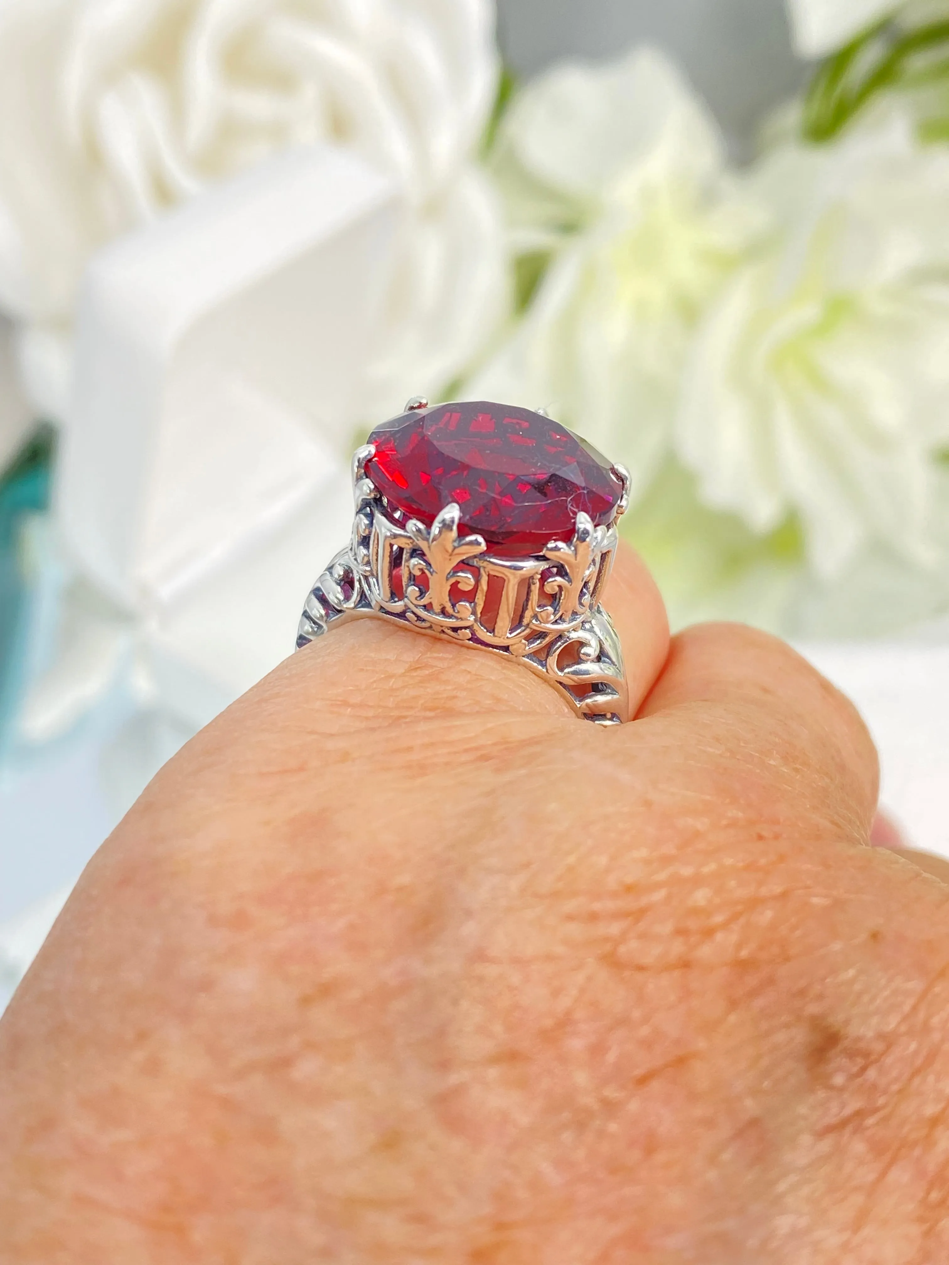 Ruby Ring, Size 7.5, Romantic Gothic Jewelry #D123 - Ready to Ship