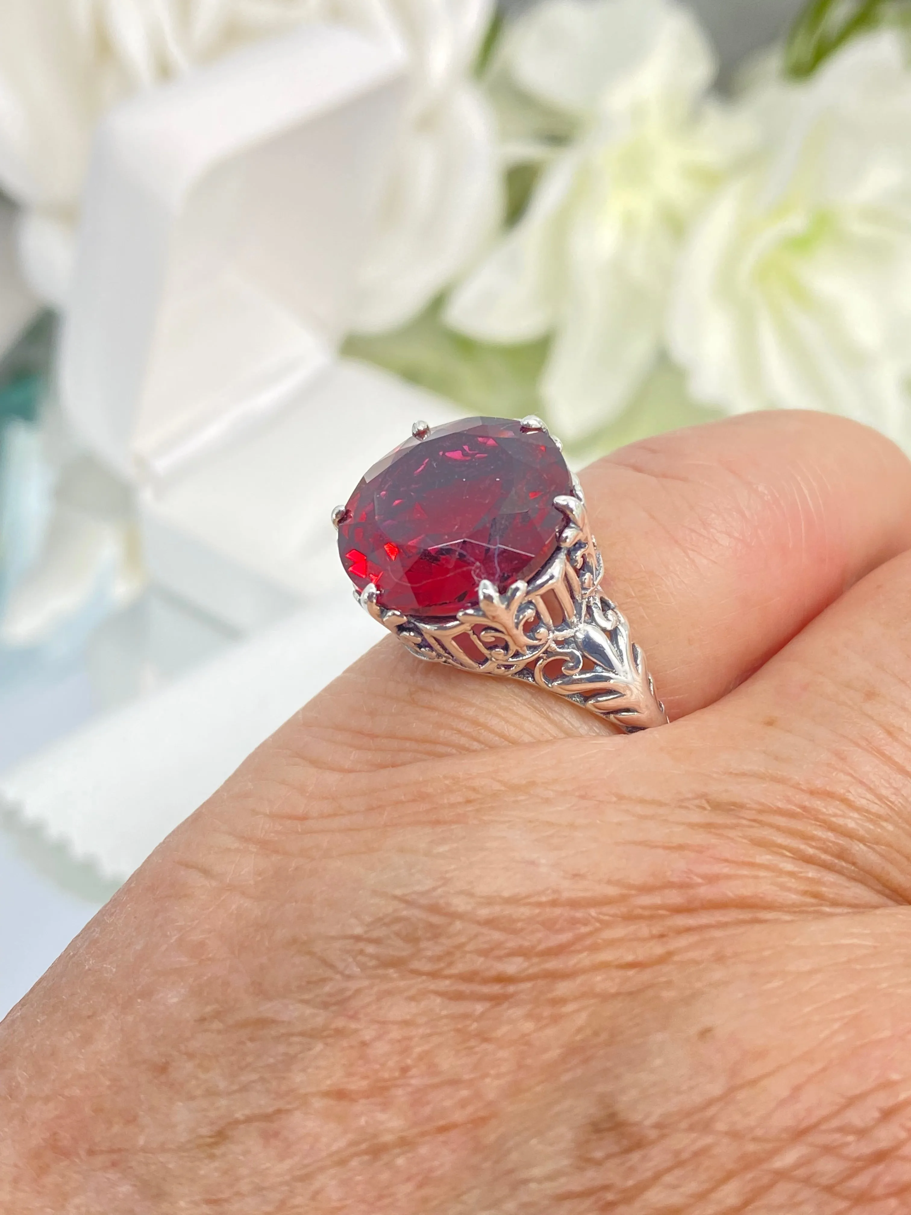 Ruby Ring, Size 7.5, Romantic Gothic Jewelry #D123 - Ready to Ship