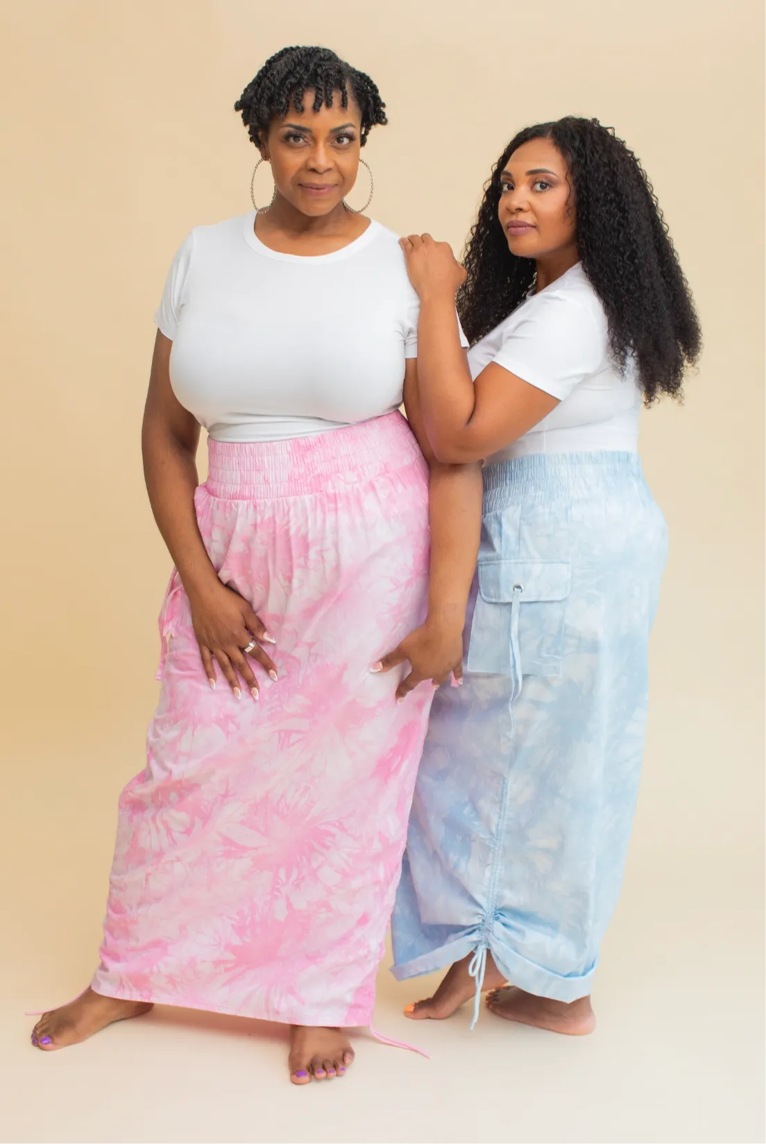 Ruched Maxi Skirt-Blue