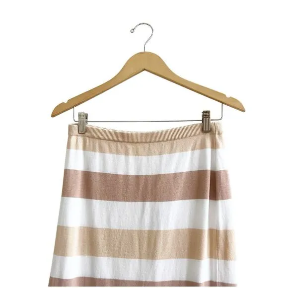 Sabo Skirt Striped Longline Maxi Skirt Size Large Knit Colorblock Stripe Tan