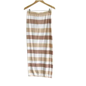 Sabo Skirt Striped Longline Maxi Skirt Size Large Knit Colorblock Stripe Tan