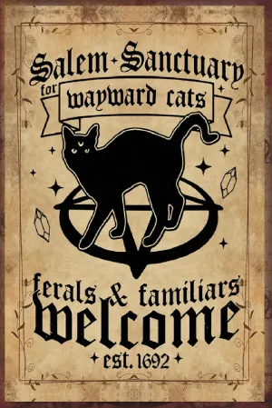 Salem Sanctuary for Wayward Cats Halloween Vintage Art - High Res Versatile Digital Print Instant Download Fairycore, Cottagecore, DIY Craft