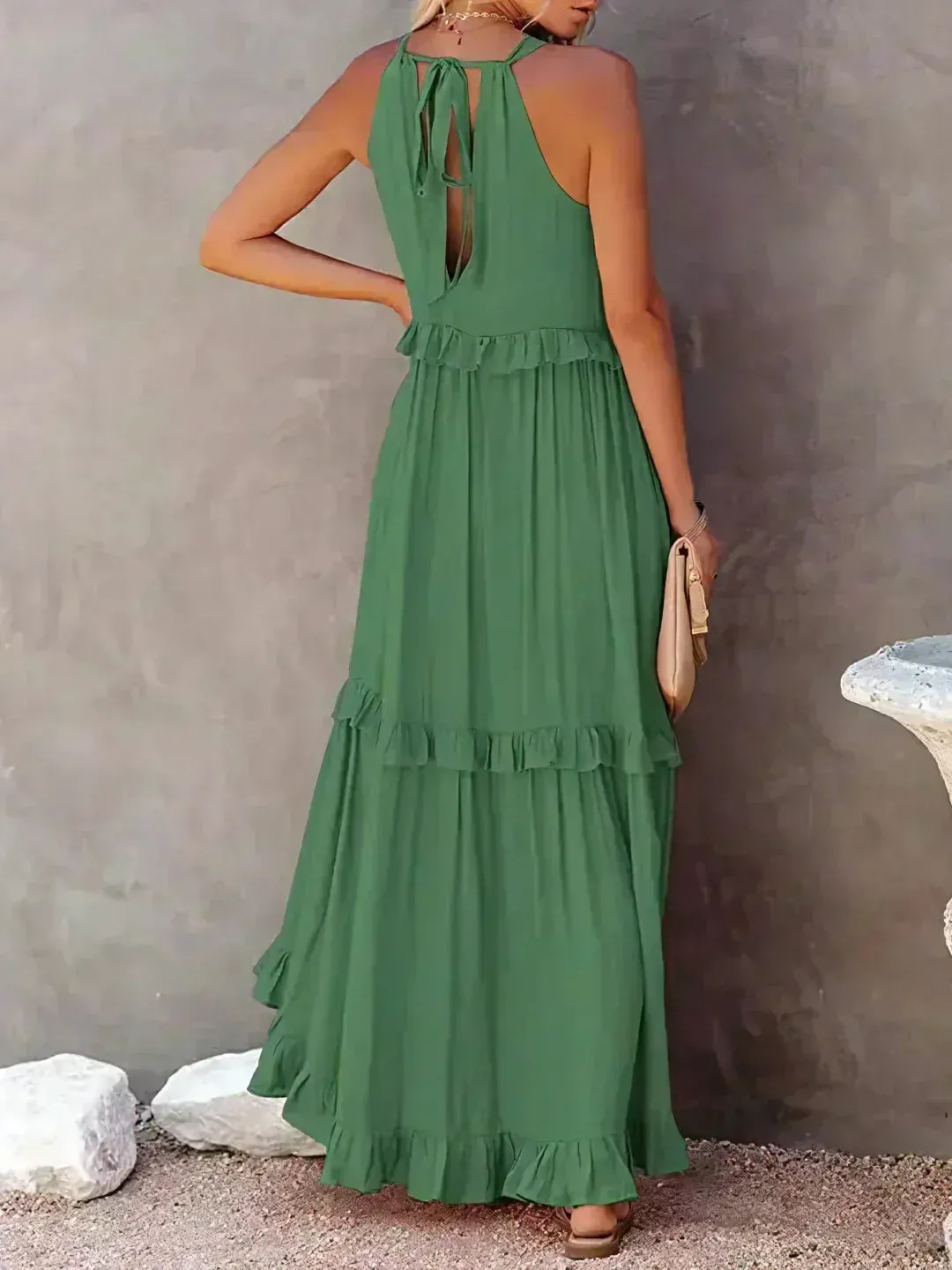 Sarah | Halter Ruffle Maxi Dress