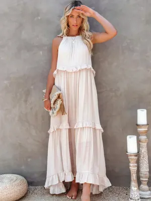 Sarah | Halter Ruffle Maxi Dress