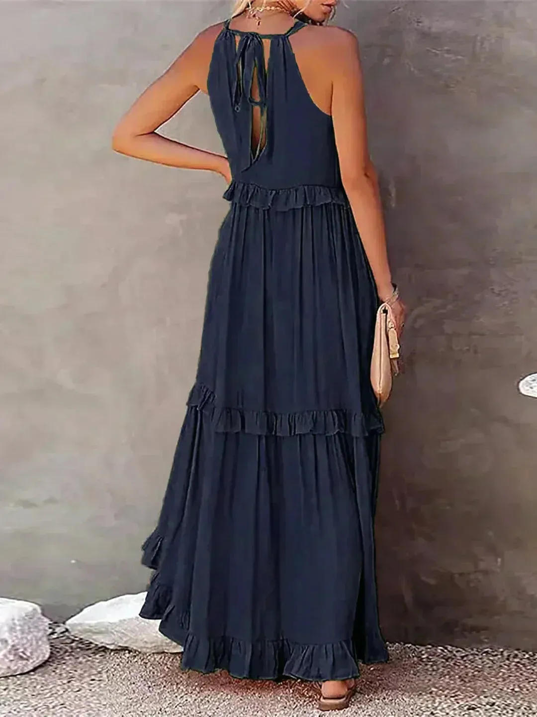 Sarah | Halter Ruffle Maxi Dress