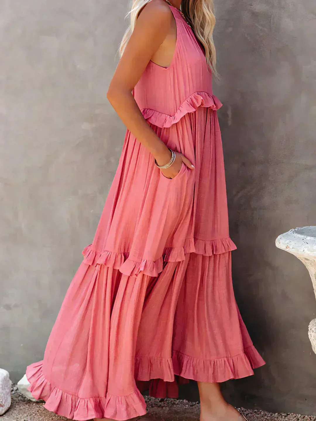 Sarah | Halter Ruffle Maxi Dress