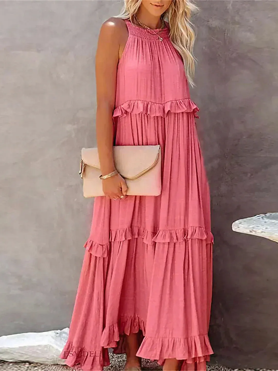 Sarah | Halter Ruffle Maxi Dress