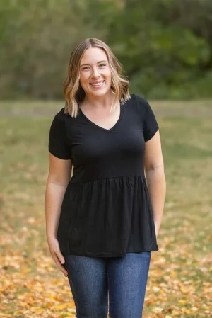 Sarah Ruffle Short Sleeve - Black