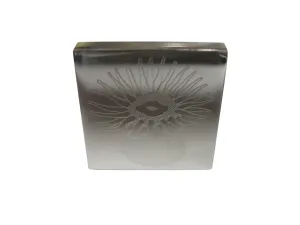 Silver Toned Square Etched Sea Anemone Adjustable Size Fashion Ring