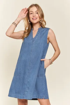 Sleeveless Denim Dress with Pockets