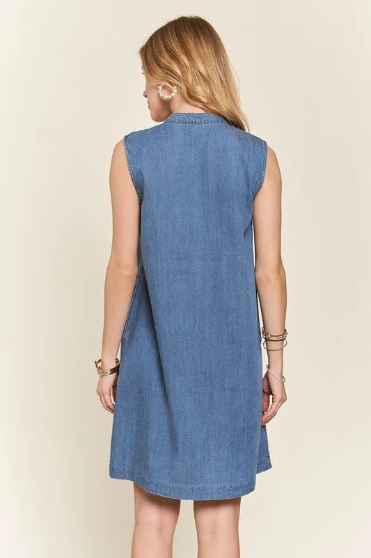 Sleeveless Denim Dress with Pockets