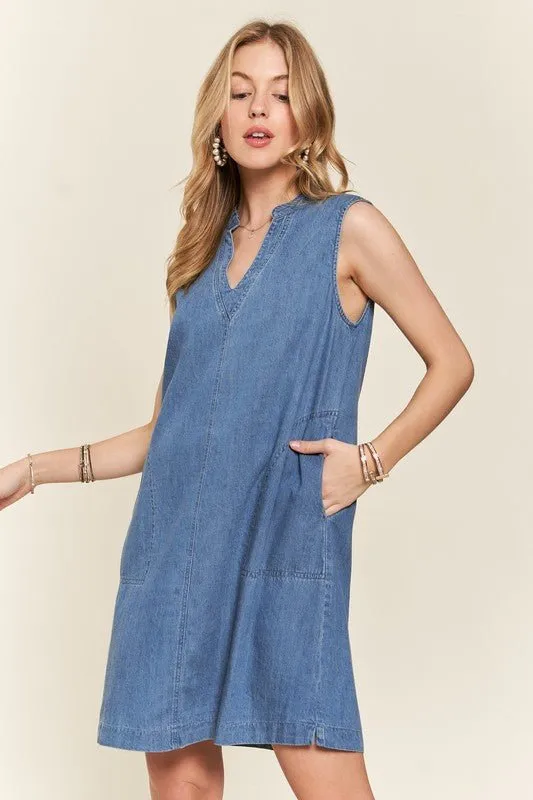 Sleeveless Denim Dress with Pockets