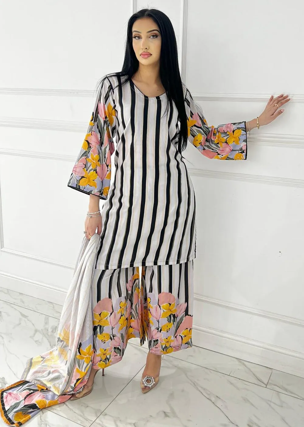 SLMN-01 - Gry/Blk - Readymade - Raaz Linen Suit 2025