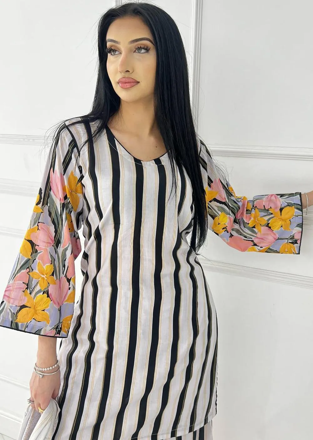 SLMN-01 - Gry/Blk - Readymade - Raaz Linen Suit 2025