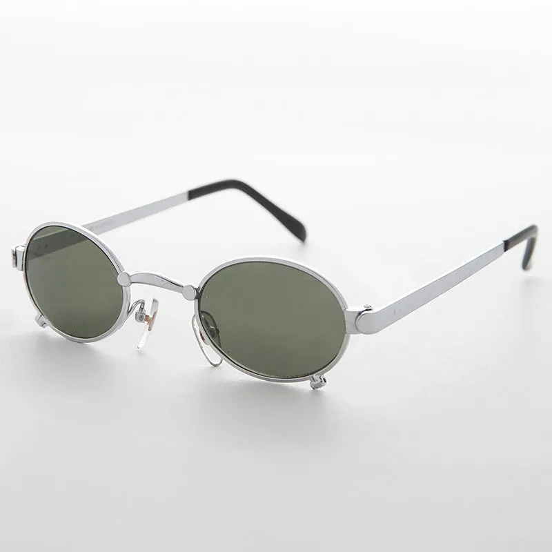Small 90s Oval Steampunk Spectacle Vintage Sunglass - Edison