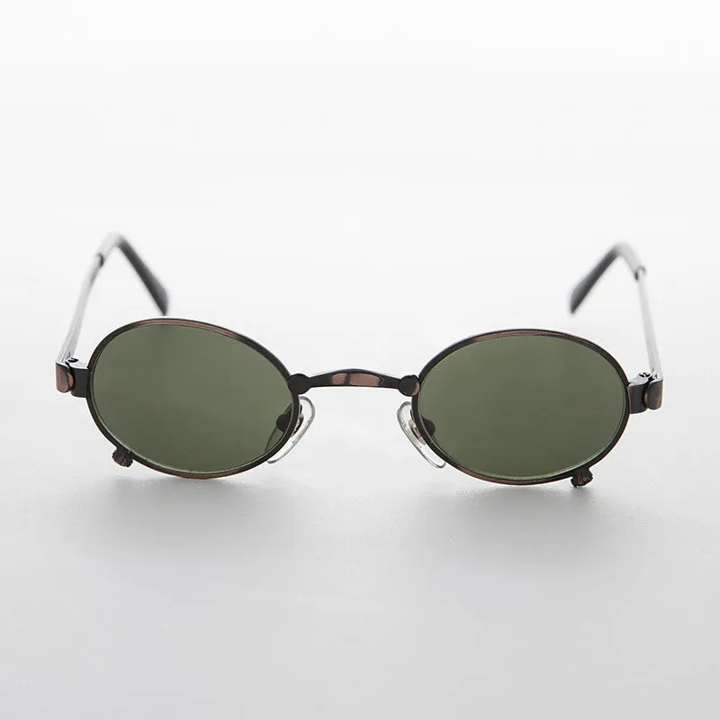 Small 90s Oval Steampunk Spectacle Vintage Sunglass - Edison