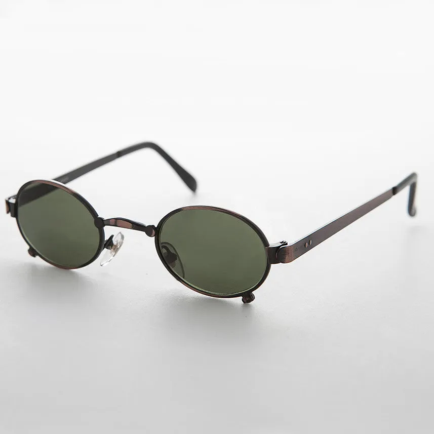 Small 90s Oval Steampunk Spectacle Vintage Sunglass - Edison