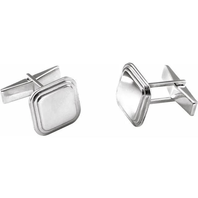 Smart Line Engravable Square Cuff Links