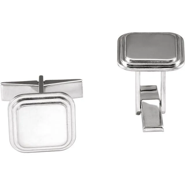Smart Line Engravable Square Cuff Links