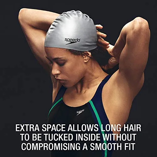 Speedo Silicone Long Hair Swim Cap (White)