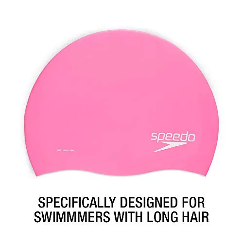 Speedo Silicone Long Hair Swim Cap (White)
