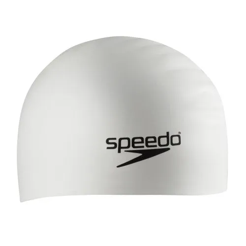 Speedo Silicone Long Hair Swim Cap (White)