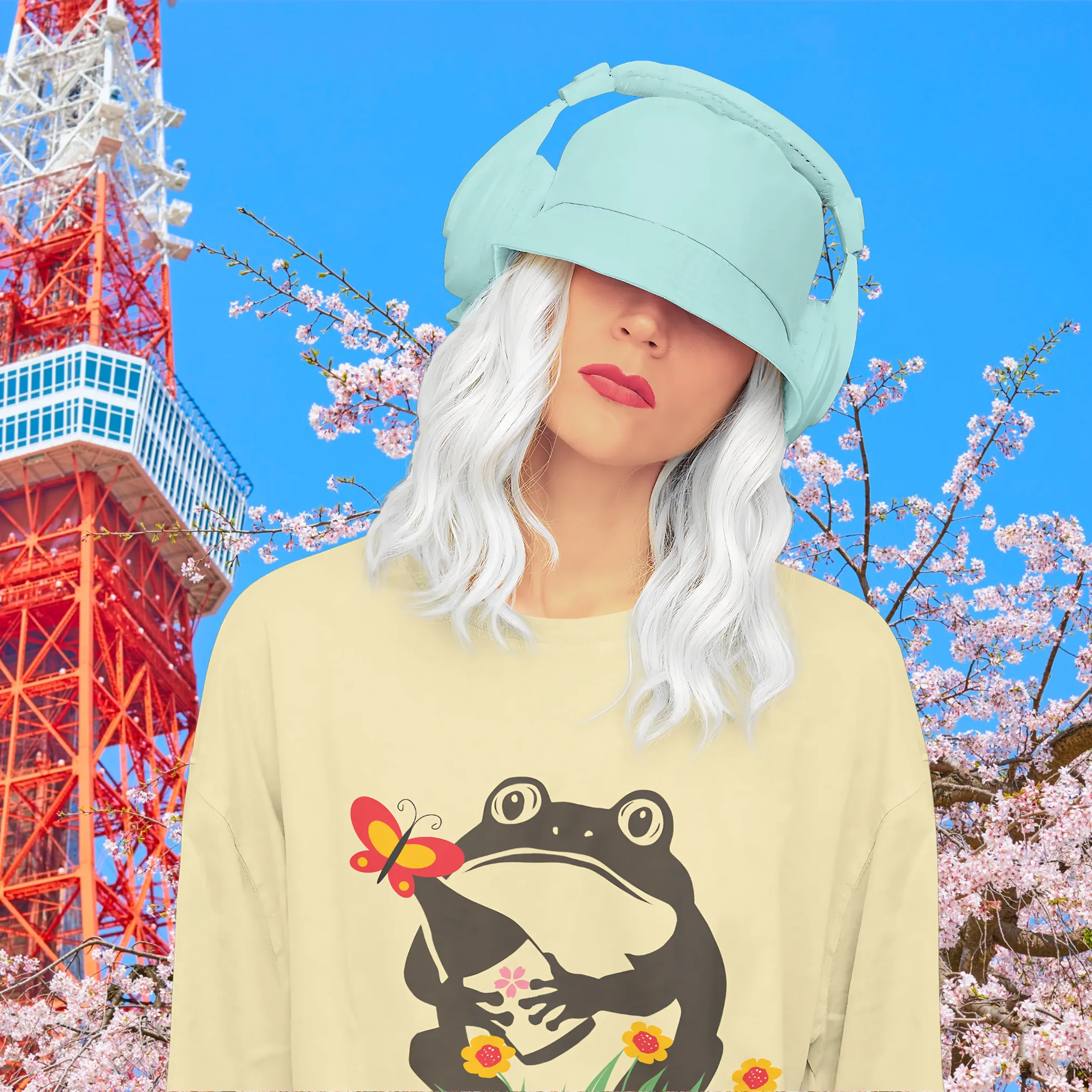 Spring Sake Frog Crop Top