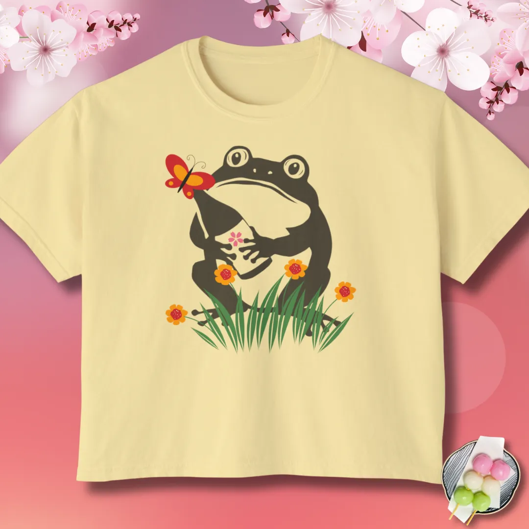 Spring Sake Frog Crop Top