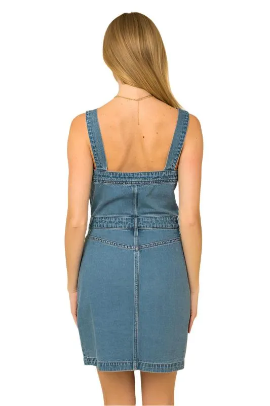 Square Neck Button Down A-Line Dress