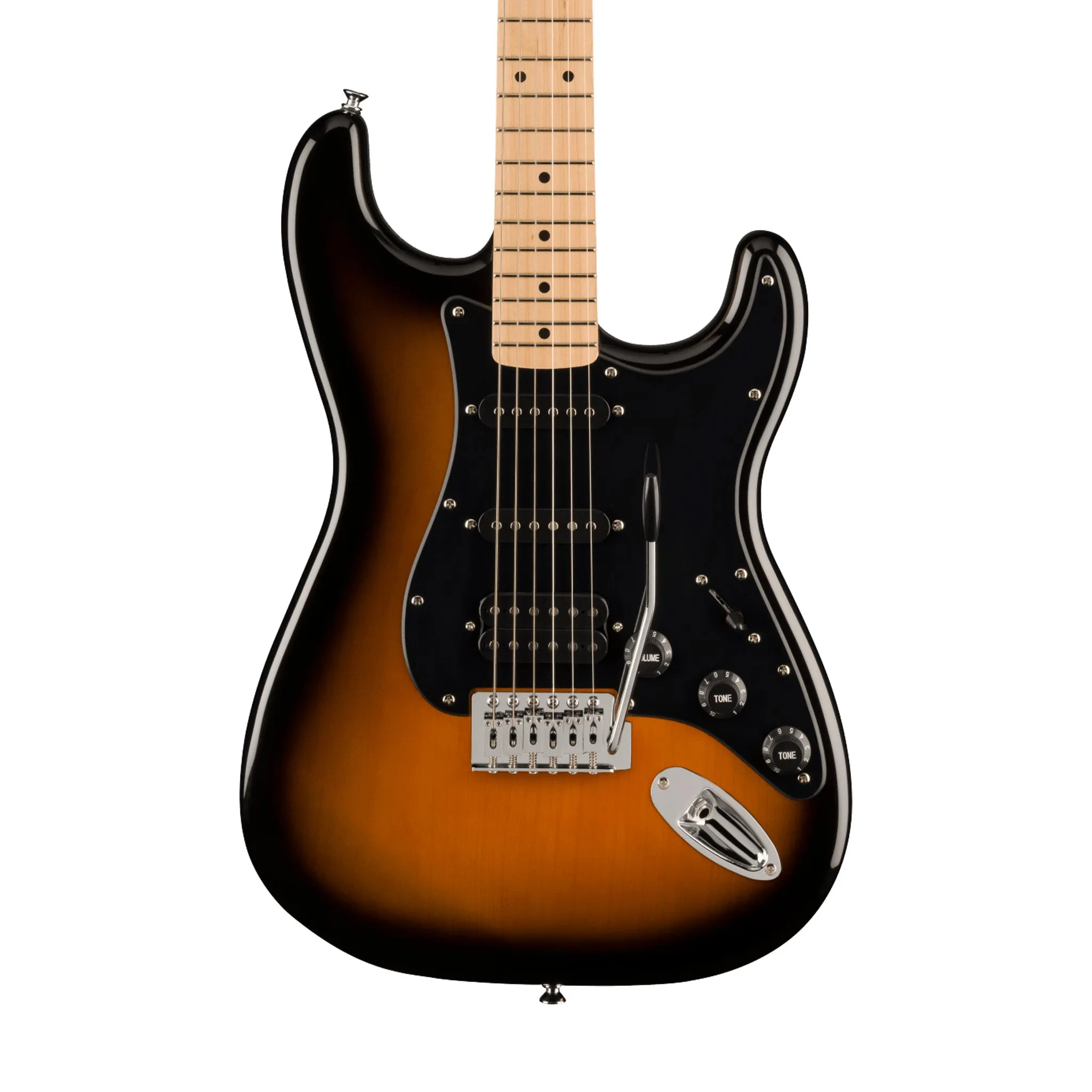 Squier FSR Sonic Stratocaster HSS Electric Guitar w/Black Pickguard, Maple FB, 2-Color Sunburst