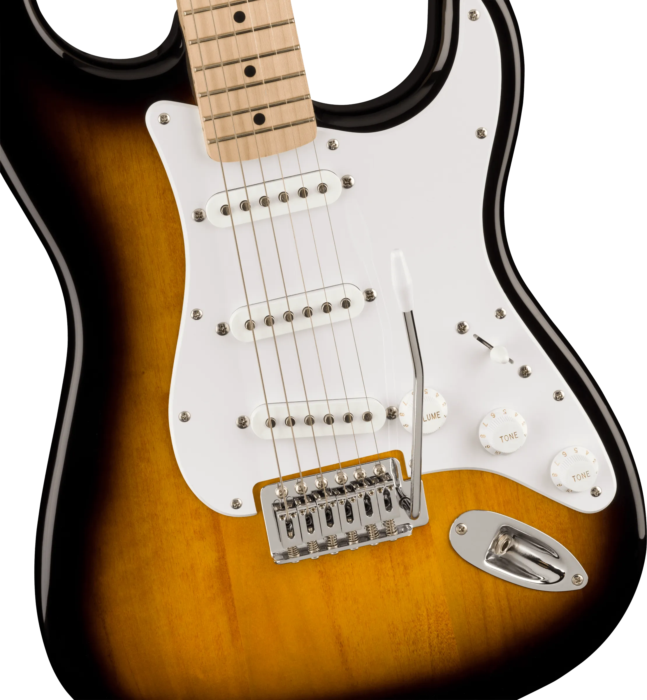 Squier Sonic™ Stratocaster®, Maple Fingerboard, White Pickguard, 2-Color Sunburst