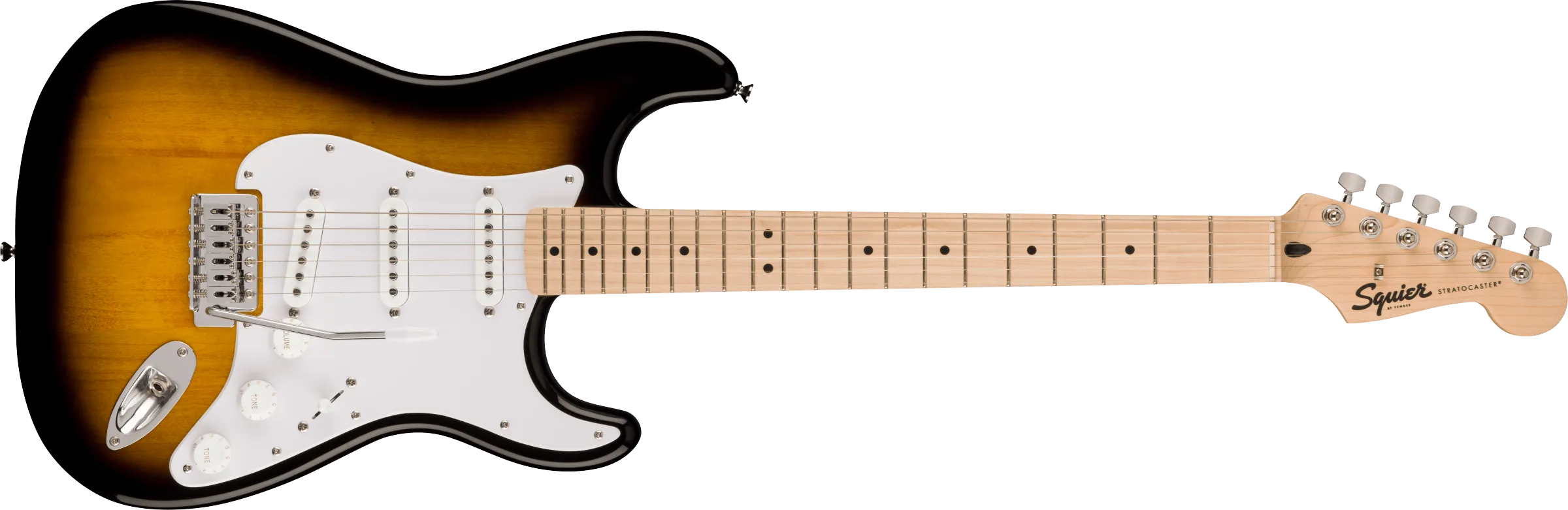 Squier Sonic™ Stratocaster®, Maple Fingerboard, White Pickguard, 2-Color Sunburst