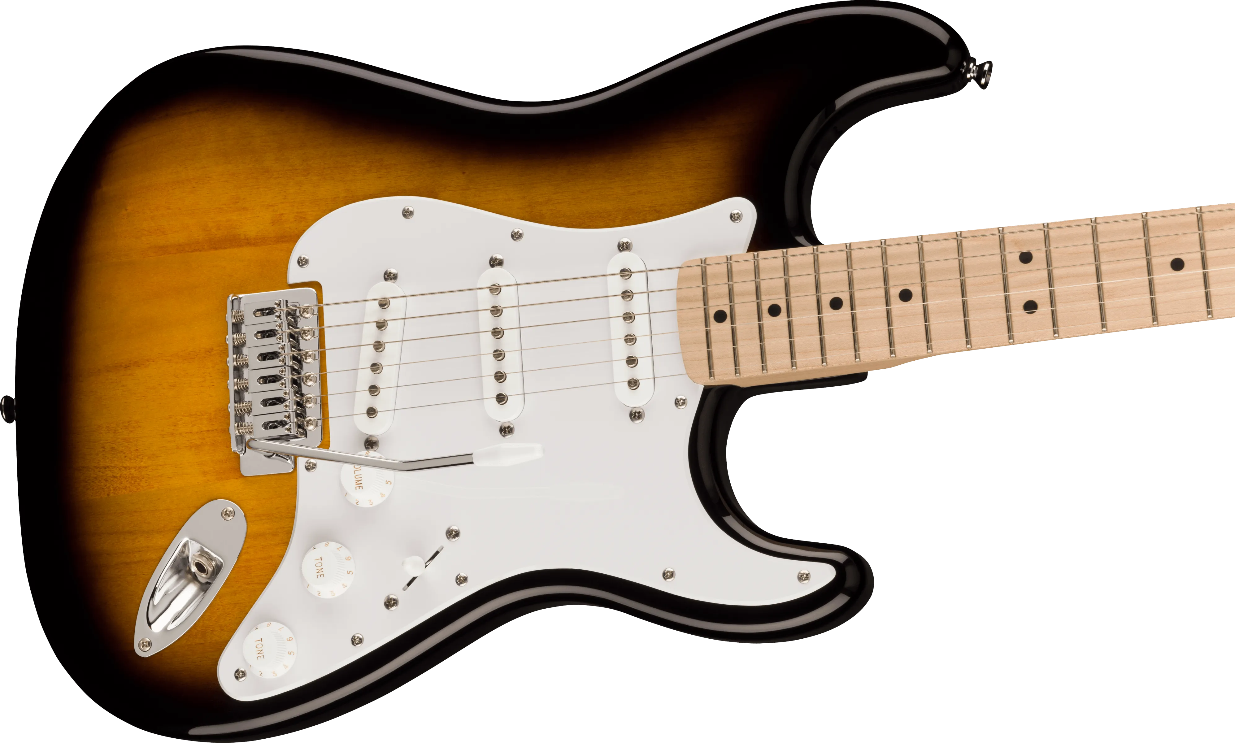 Squier Sonic™ Stratocaster®, Maple Fingerboard, White Pickguard, 2-Color Sunburst