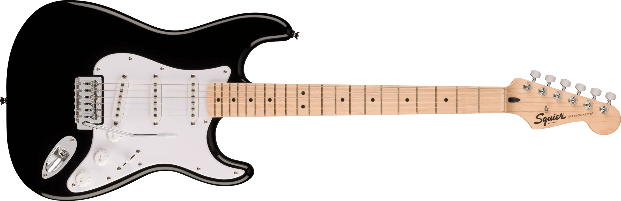 Squier Sonic Stratocaster, Maple Fingerboard, White Pickguard, Black