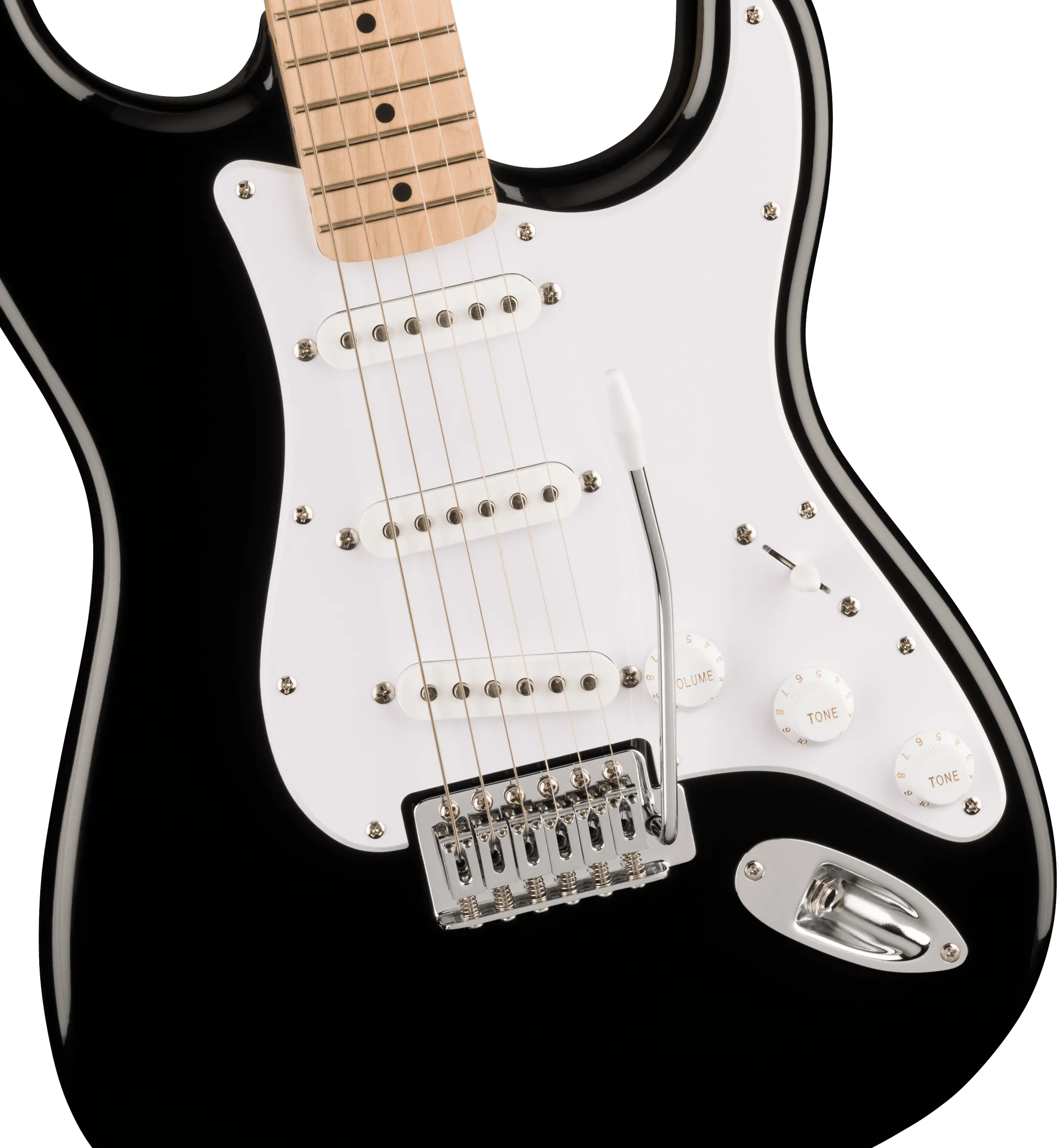 Squier Sonic Stratocaster, Maple Fingerboard, White Pickguard, Black