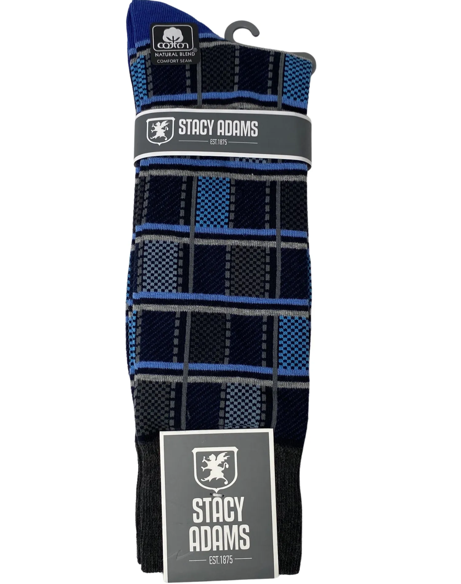 Stacy Adams Plaid Dress Socks - Charcoal & Blue