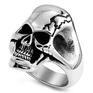 Stainless Steel Angry Cracked Skull Ring