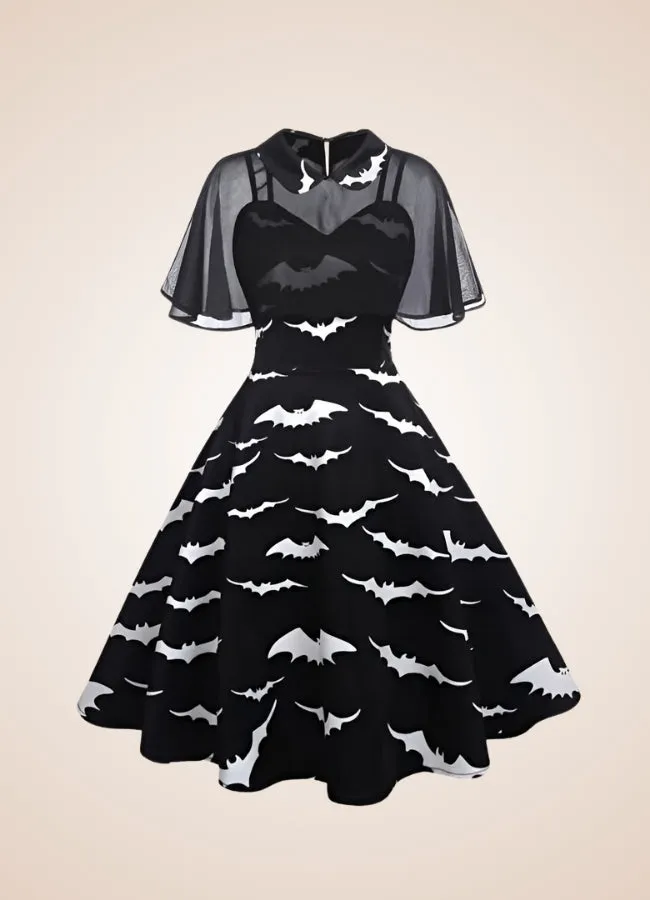 Steampunk Bat Print Dress