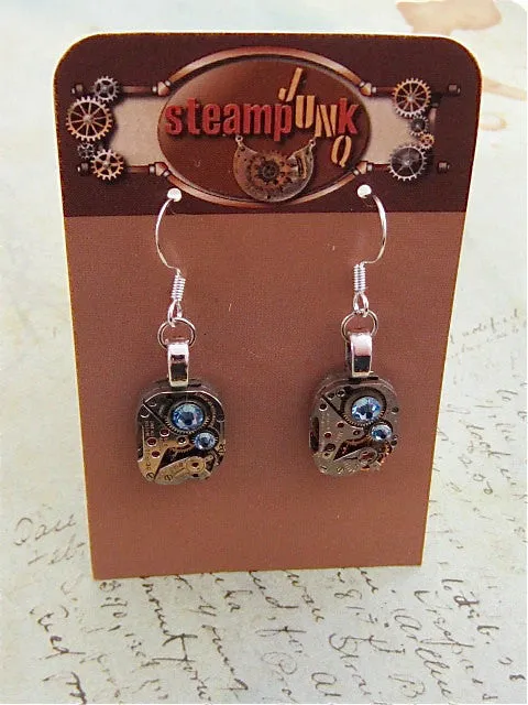 Steampunk ear gear - Aquamarine - Steampunk Earrings