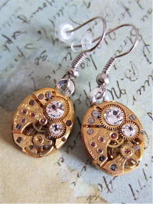 Steampunk ear gear - Ice - Steampunk Earrings - Repurposed art