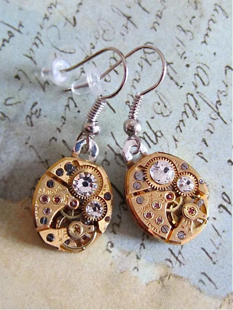 Steampunk ear gear - Ice - Steampunk Earrings - Repurposed art