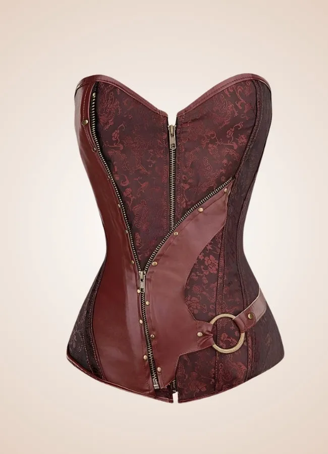 Steampunk Leather Zipper Corset