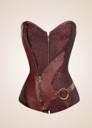Steampunk Leather Zipper Corset