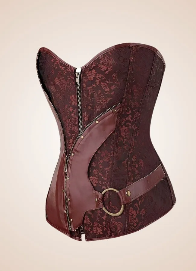 Steampunk Leather Zipper Corset