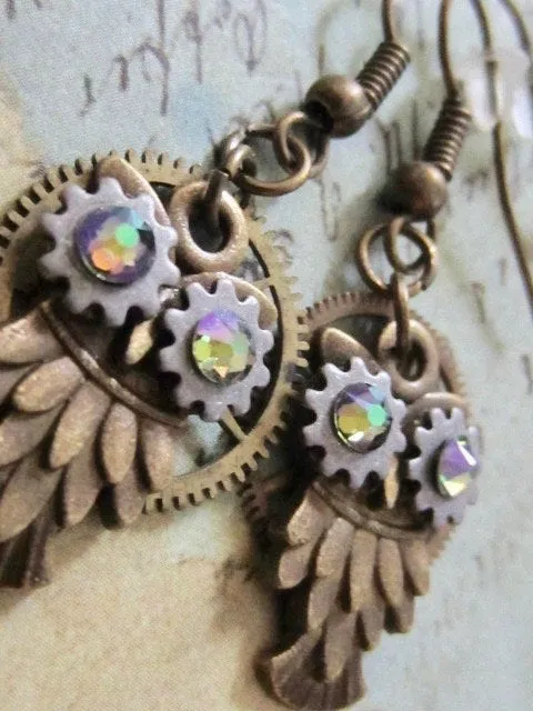 Steampunk owl earring - Steampunk earrings - Owls
