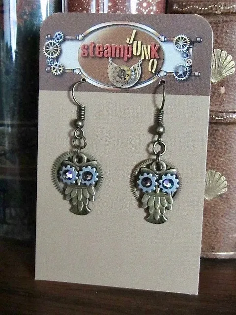 Steampunk owl earring - Steampunk earrings - Owls