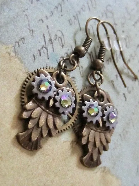 Steampunk owl earring - Steampunk earrings - Owls