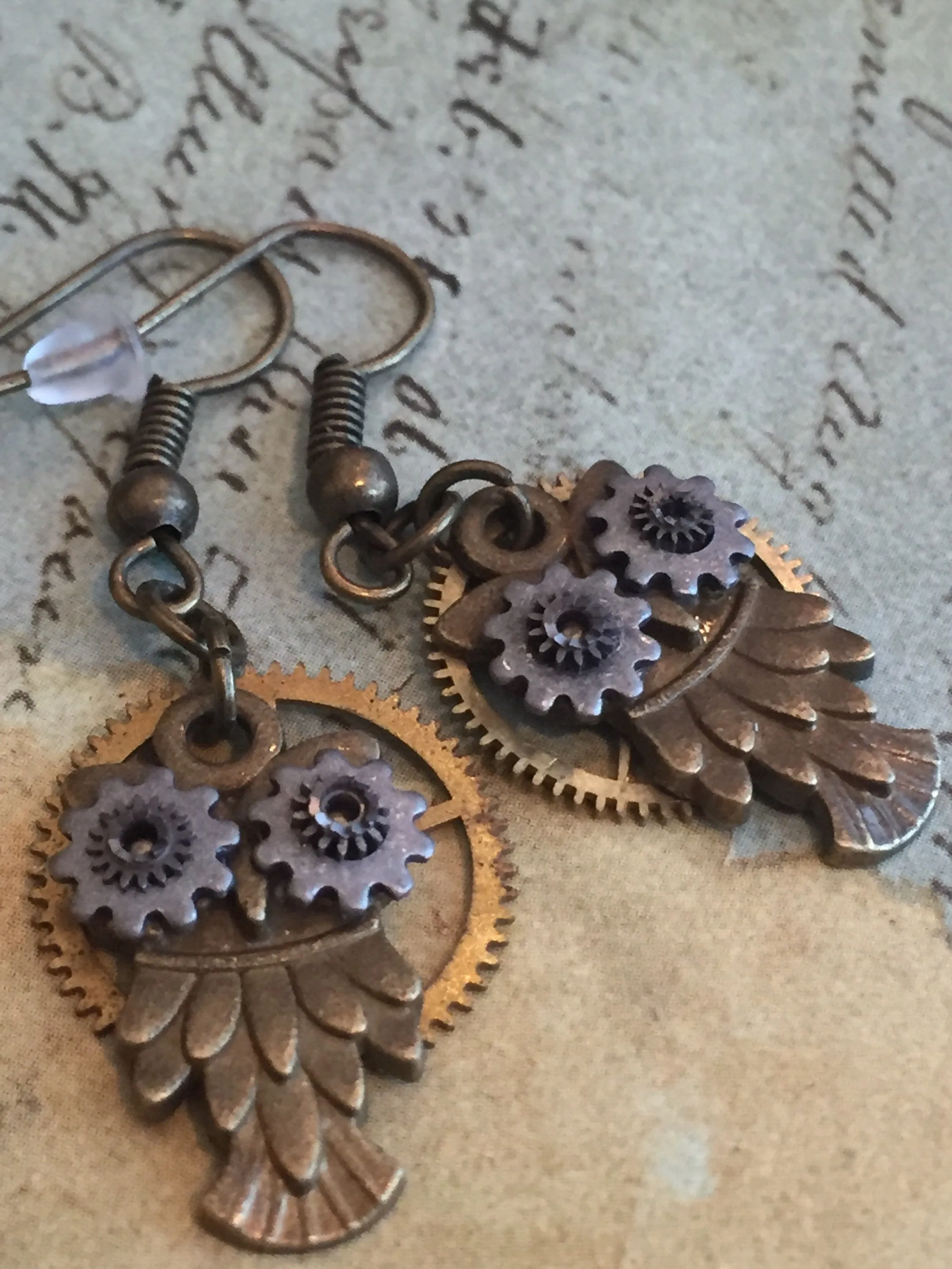 Steampunk owl earring - Steampunk earrings - Owls