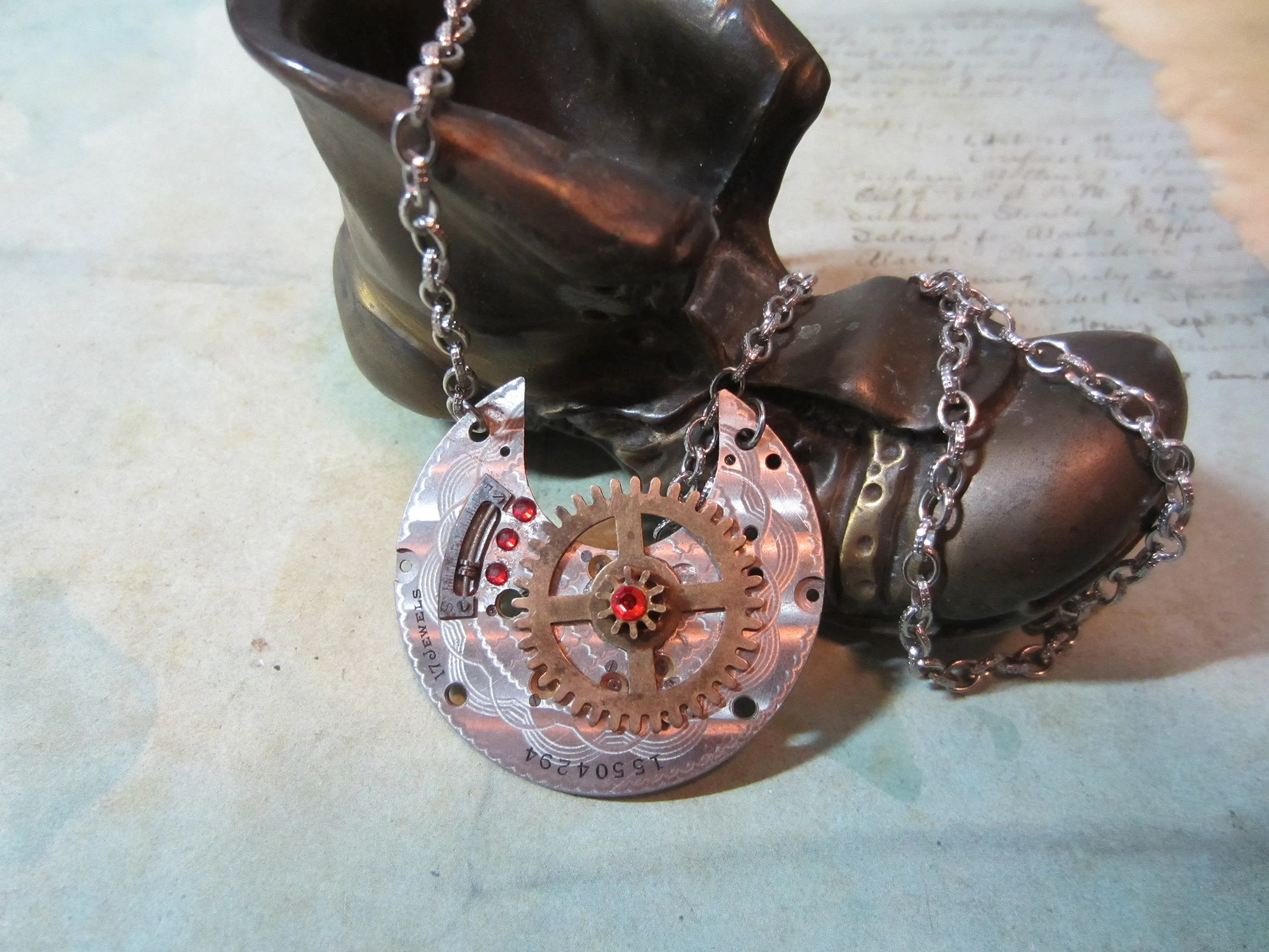 Steampunk pendant - Passage - Steampunk Necklace - Steampunk jewelry made with real vintage watch and Pocket watch parts