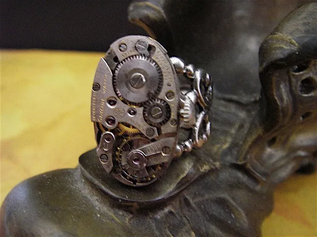 Steampunk Ring - Back in time XI- Repurposed jewlery